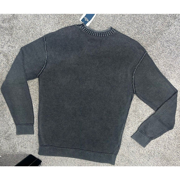 Hollister Sweater Mens Small Gray Ribbed Crew Neck Cotton Acrylic Blend NWT Knit - Picture 2 of 7